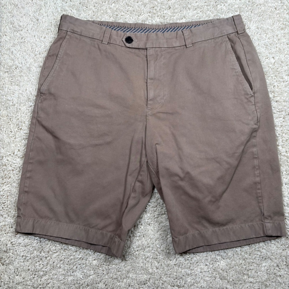 Brooks Brothers Mens Bermuda Shorts Size 35 Taupe Brown Chino 100% Cotton Preppy